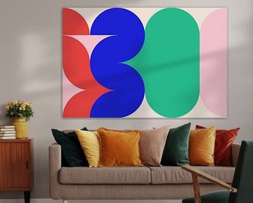 Abstraction moderne avec formes organiques Rouge Bleu sur Mad Dog Art