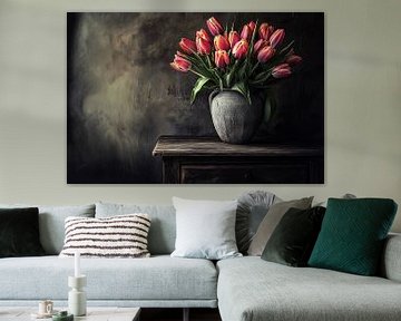 Landelijke elegantie met tulpen in pasteltinten van Mel Digital Art