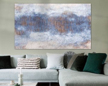 Modern abstract Scandinavisch bos in de winter van Mad Dog Art