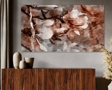 Bloemenfantasie in warme aardse koperkleuren van Mad Dog Art