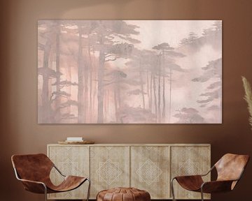 Phantasie Wald, een moderne surrealistische abstractie in koperbruin van Mad Dog Art