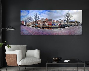 Paanorama Koornbrug aan de Nieuwe Rijn in Leiden Nederland van Hendrik-Jan Kornelis