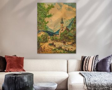 Kapel van St.Stebastian in Ramsau van beangrphx Illustration and paintings