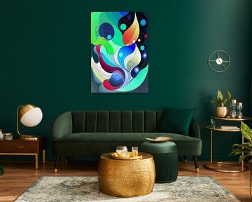 Abstract en energiek schilderij in Art Nouveau stijl van Studio Pieternel