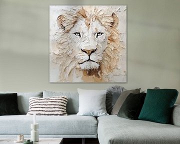 Portret van een leeuw van Koffie Zwart