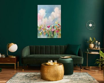 Bloemenveld Abstract Vintage Droom Pastel Tulpen van Niklas Maximilian