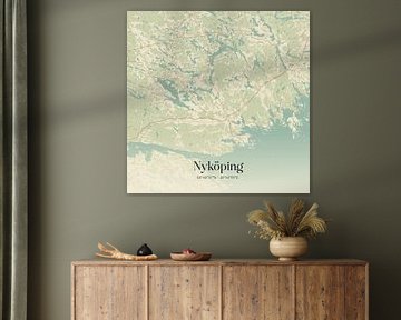Alte Karte von Nyköping, Schweden. von Ortsdrucke
