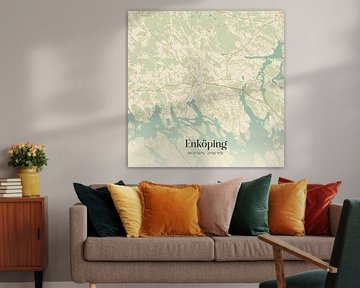 Carte d'époque d'Enköping, Suède.