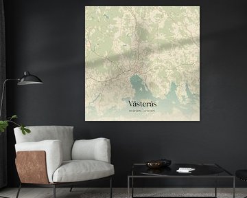 Carte ancienne de Västerås, Suède.