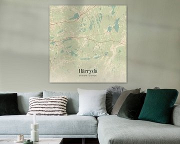 Alte Karte von Härryda, Schweden. von Ortsdrucke