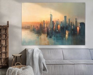 Kunstwerk von Manhattan, New York, während der goldenen Stunde