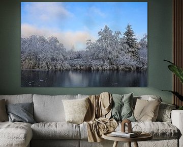 Winterlandschap Schwackenreuter Kort voor zonsondergang gezien bij Mühlingen - Landkreis Konstanz