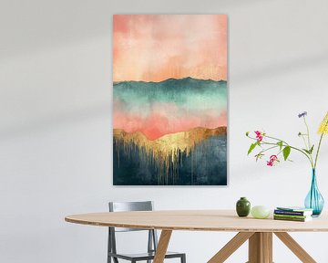 Vloeibare Horizon in Pastel en Goud no.2 van Studio BB