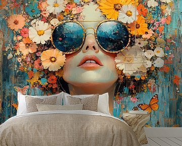 Zonnebril Bloemen | Vrouw Zonnebril Bloemen van Blikvanger Schilderijen