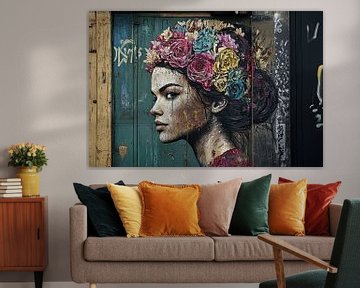Vrouwenportret | Ethereal Bloom van Blikvanger Schilderijen