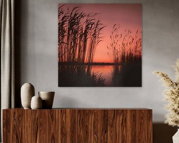 Zonsondergang Riet van FoXo Art