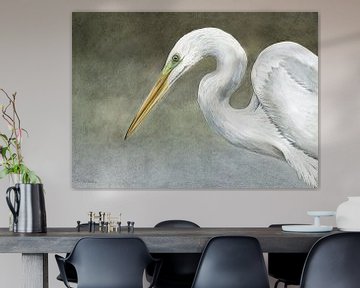 Grote witte zilverreiger van Helga Pohlen - ThingArt