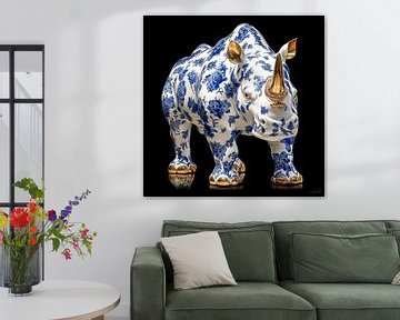 Majestic Delftware rhino van byRenzo