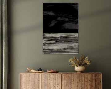 Minimalistisch abstract in zwart-wit. Onder de donkere hemel. van Dina Dankers