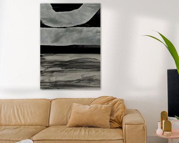 Onder de donkere hemel. Minimalistisch abstract landschap. van Dina Dankers