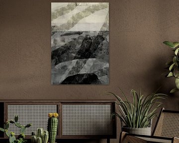 Naar de nieuwe horizon. Minimalistisch landschap in neutrale kleuren. van Dina Dankers