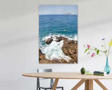 Aegean seawater against the rocks of volcanic island of Nisyros by Erika van Elst