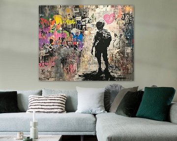 Boy Backpack Graffiti Art by Eye catching paintings