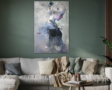 Vrouwenportret | Whispered Blues van Abstract Schilderij