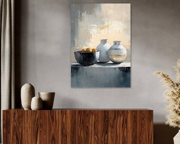 Stilleven | Morning Light on Earthen Vessels van Zen en Meer