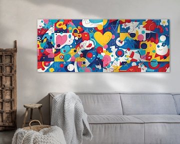 Abstract kunst | Vrolijke harten en cirkels van OMG Art