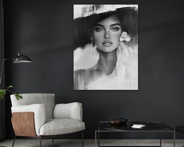 Portret in zwart-wit van Carla Van Iersel