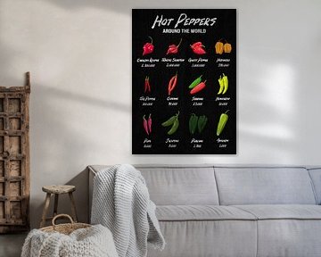 Pikantheidsschaal van verschillende chilivariëteiten wereldwijd van Pixelbull Design
