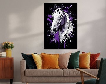 Portrait de cheval stylisé avec effets de couleur