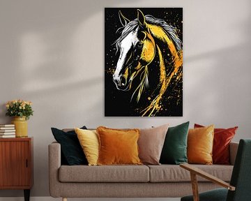 Expressive horse portrait with yellow colour effects by Pixelbull Design