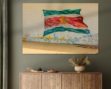 Flag of Suriname on wall by Patricia Hofmeester