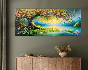 De sprookjesboom - tussen bloeiende pracht en een stralende zonsopgang van AidasignArt