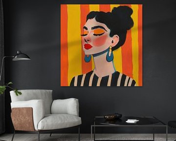 Gouache fashion portret neon van Kunstkabinet