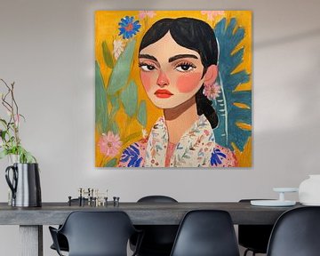 Gouache Modeporträt Mexikaner 2