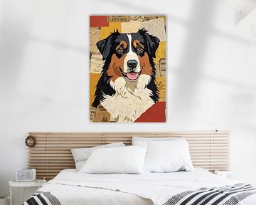 Australische herder papiercollage van MIROKKU