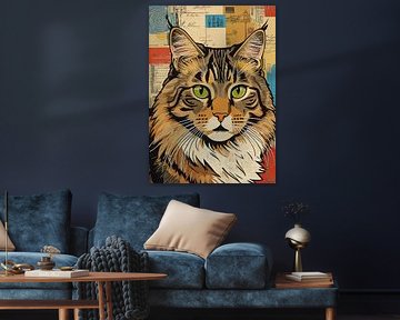 Sibirische Katze Papier Collage