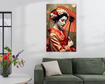 Portret Japanse Geisha van Egon Zitter