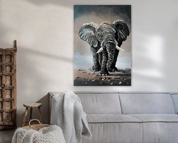 Olifant schilderij van Krista Kitsz Art