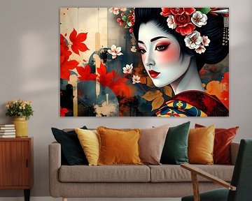 japanse abstracte kunst Geisha van Egon Zitter