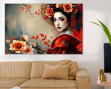 japanse abstracte kunst Geisha van Egon Zitter