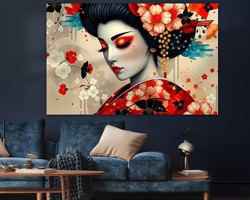japanse abstracte kunst Geisha van Egon Zitter