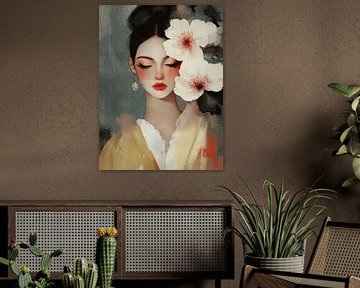 Dreamy portrait with flowers
