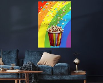 Colourful popcorn scene with rainbow background by Pixelbull Design