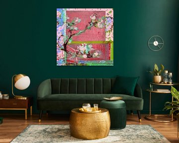 Bloeiend amandeltakje. Inspiratie Vincent van Gogh. ( 4 ) van Ineke de Rijk