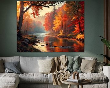 Herfst's Gouden Rivier Omhelzing van Artistic