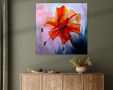 Bloem aquarel schilderij: Oranje lelie van Studio Pieternel